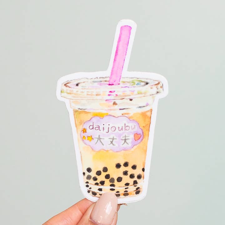 Boba Bubble Tea Sticker for wholesale by kathyphantastic