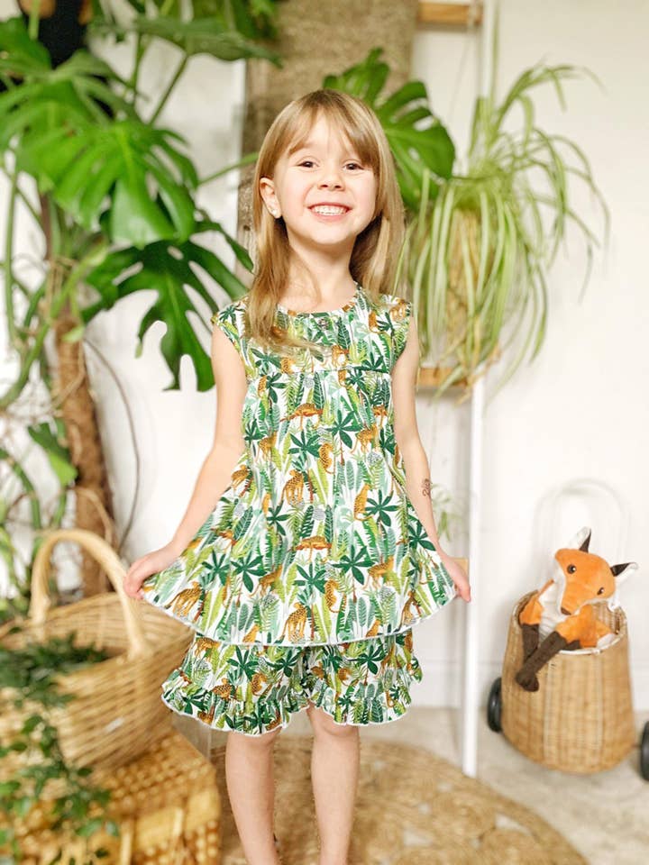 Lazy Leopard children's short pyjama set for wholesale by Fox In A Box