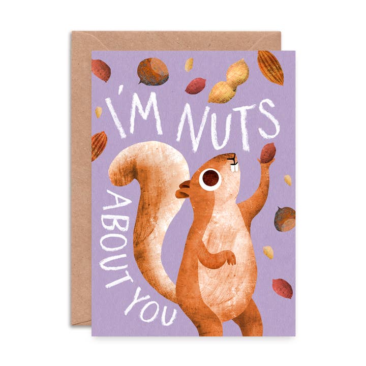 Emily Nash Illustration Greeting Cards - Wholesale Love Card - Nuts About You Valentine's Day Card | Squirrel Love Card