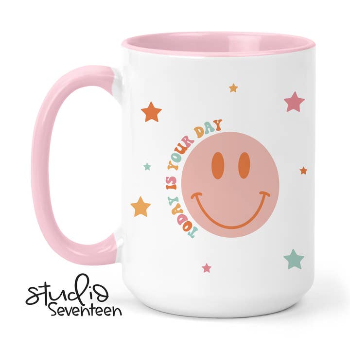 Pastel Retro Spring Coffee Mug Today is your Day for wholesale by Studio Seventeen