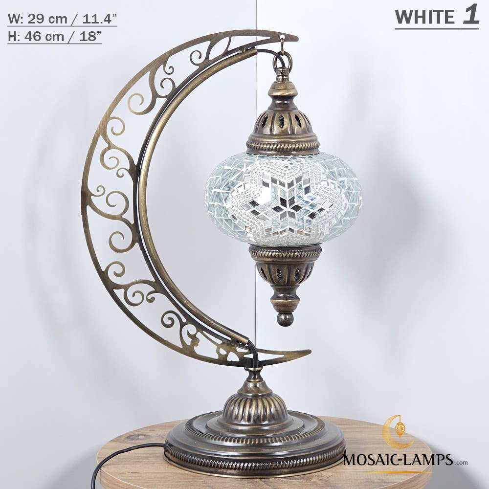 Mosaic Lamps - Wholesale Accent/Desk Lamp - 10+ Colors - Moroccan Moon Table Lamp, Arc, Murano Crescent78