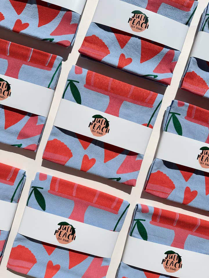Cake on Blue Tea Towel - 100% Cotton for wholesale by Julie Peach