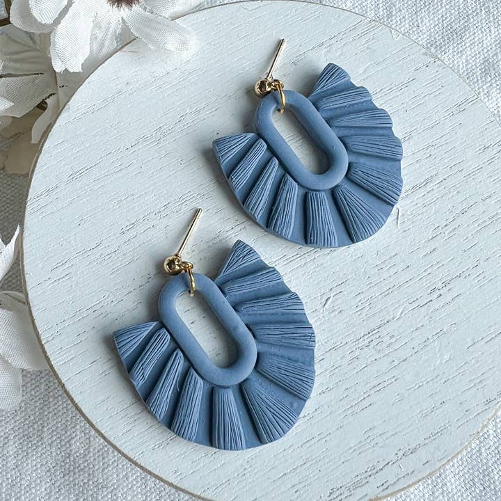 Morning Dew Designs - Wholesale Dangle Earrings - Bluestone Faux Macrame Polymer Clay Earrings0