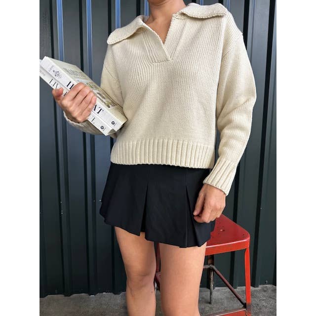 Pull L/S en tricot uni Sailor Knit - YTB820A pour la vente par Audrey 3+1