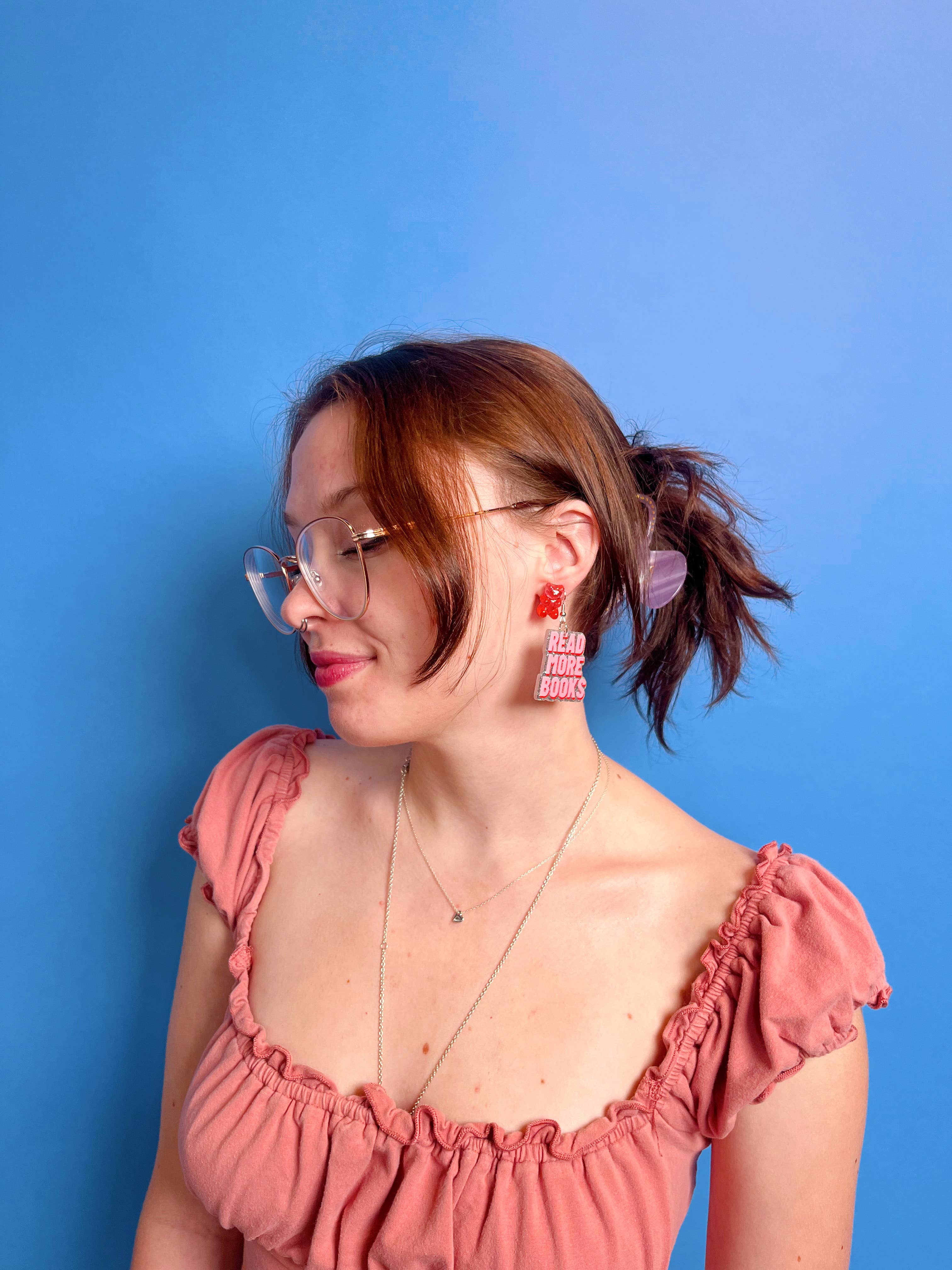 NatterDoodle – Großhandel Ohrhänger – Mehr Bücher lesen Glitzer-Ohrringe, leichte Acryl-Dangle7