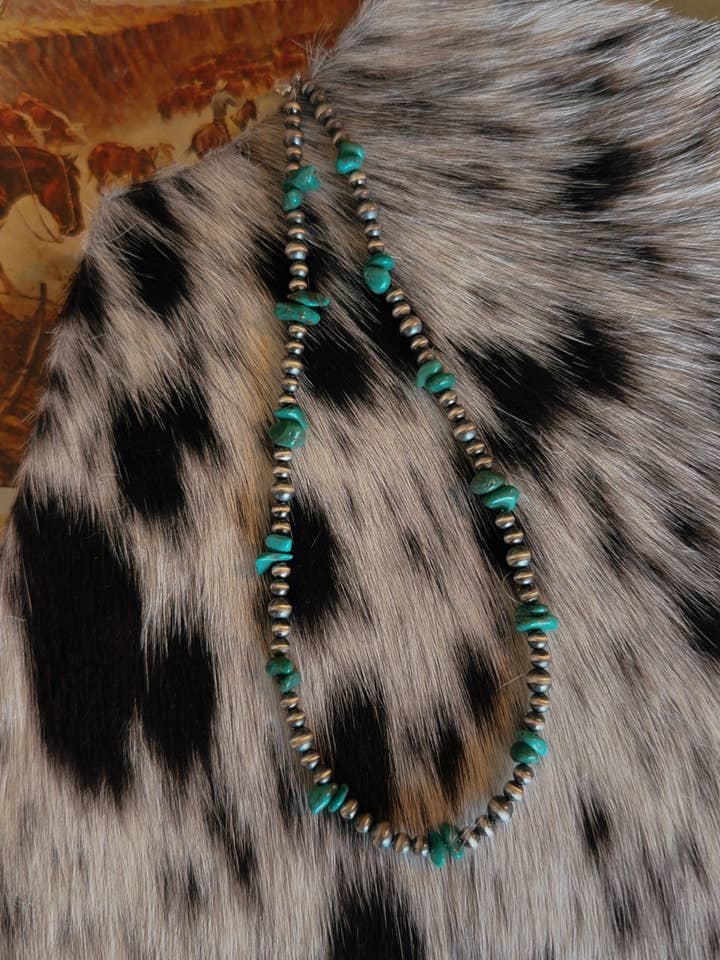 #081 Turquoise Chips with Sterling Pearls for wholesale by Z Bars Jewelry