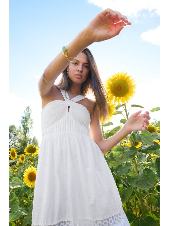 Piti Cuiti - Wholesale Jurk - Dames - SICILIA WITTE LANGE HALTERJURK