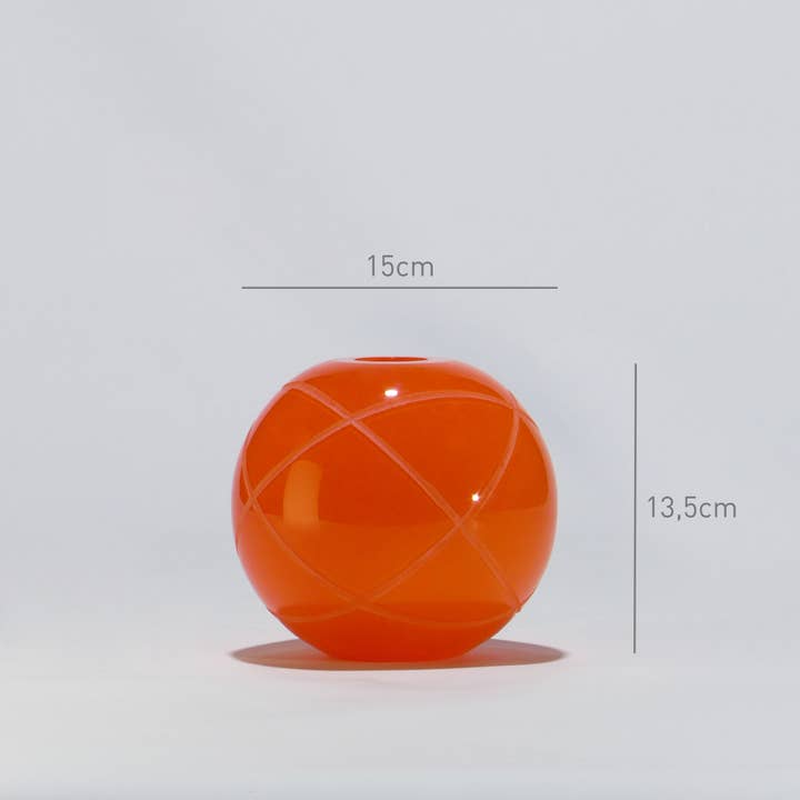 Glasscor | Hand∙Blown Glass - Wholesale Decorative Tabletop Object - Armillary Sphere Jar | Orange2