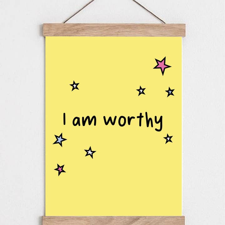 I am worthy Affirmation Print for wholesale by The Happy Company