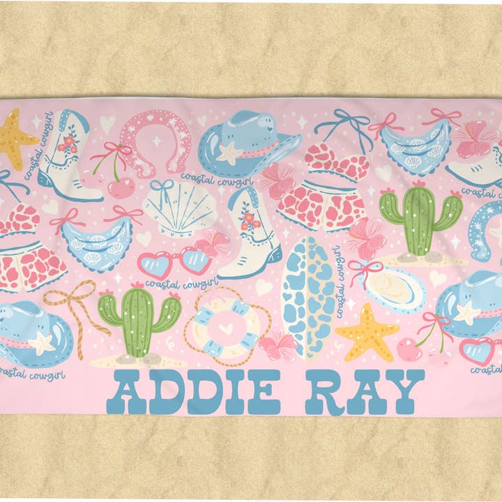 Monogram Junkie - Wholesale Beach towel - Personalized Coastal Cowgirl Beach Towel 1