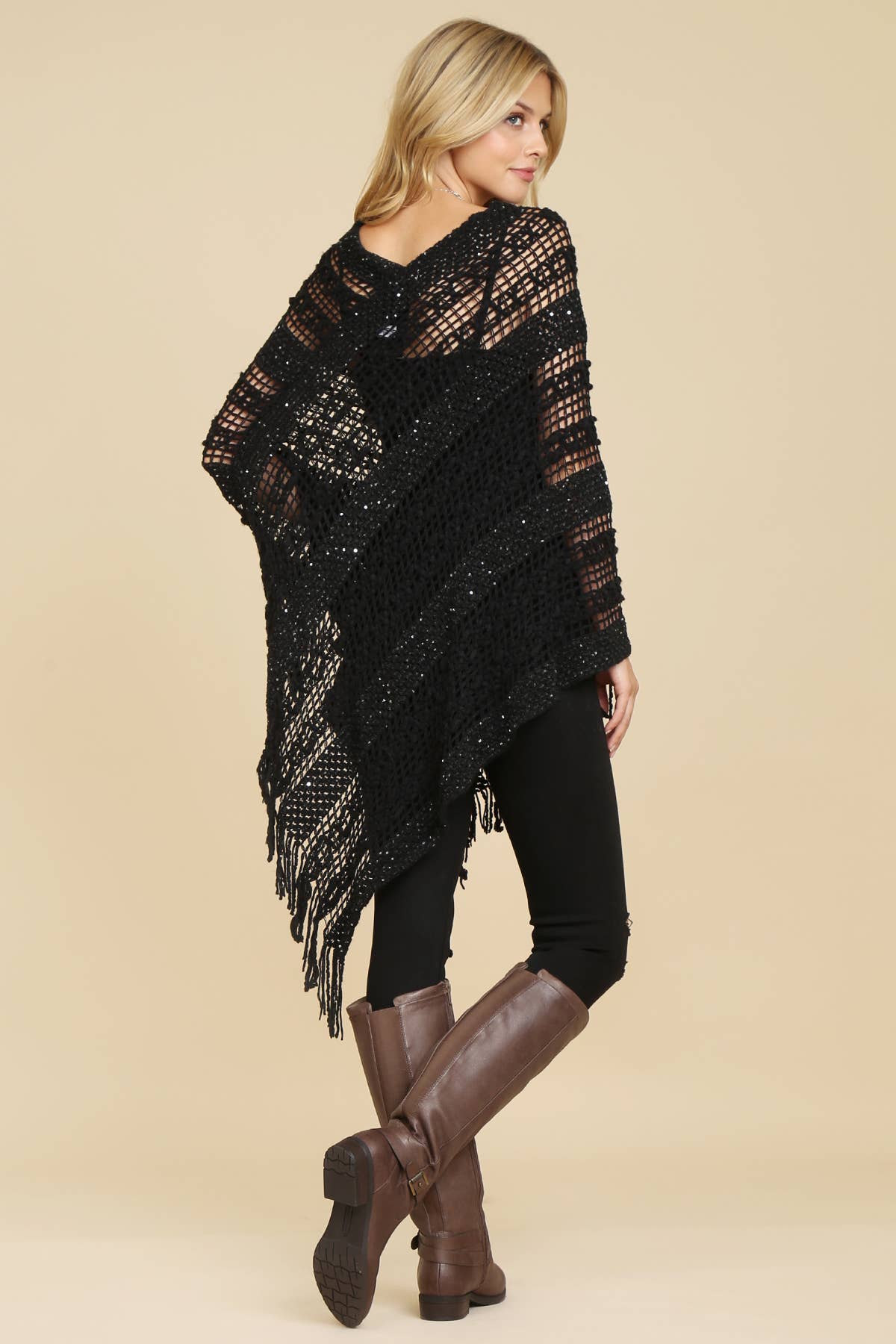 MYS Wholesale Inc - Wholesale Poncho - Women's - Crochet Native Pattern Breezy Poncho12