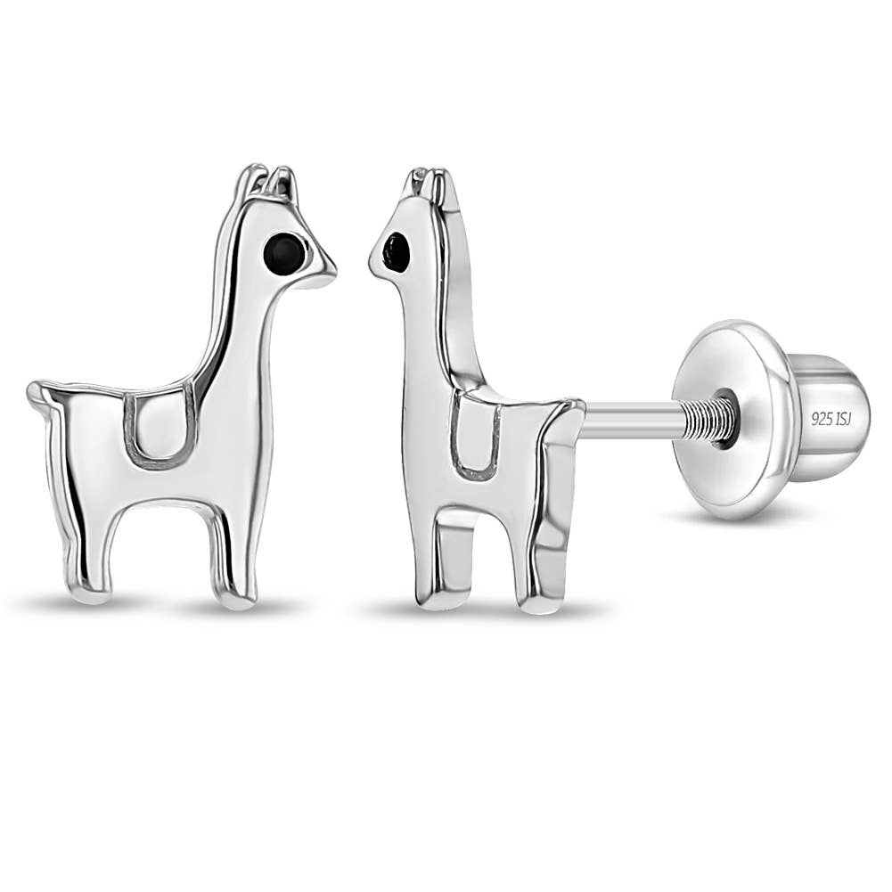 In Season Jewelry - Wholesale Earrings - Kids - Prancing Llama Girls Earrings - Sterling Silver0