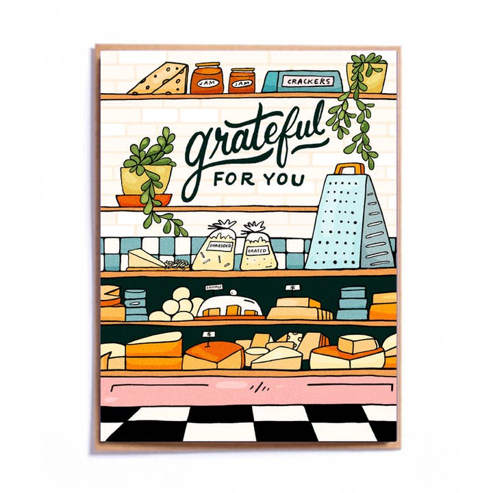 Grateful for You - Cheese Shop Thank You / Love Card for wholesale by Hartford Prints!