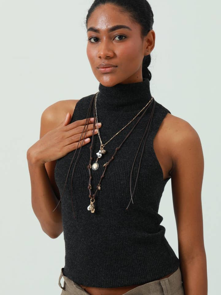 Collar Retro de Capas con Múltiples Elementos – Estilo Moderno y Atrevido para venta al por mayor de Leto Accessories