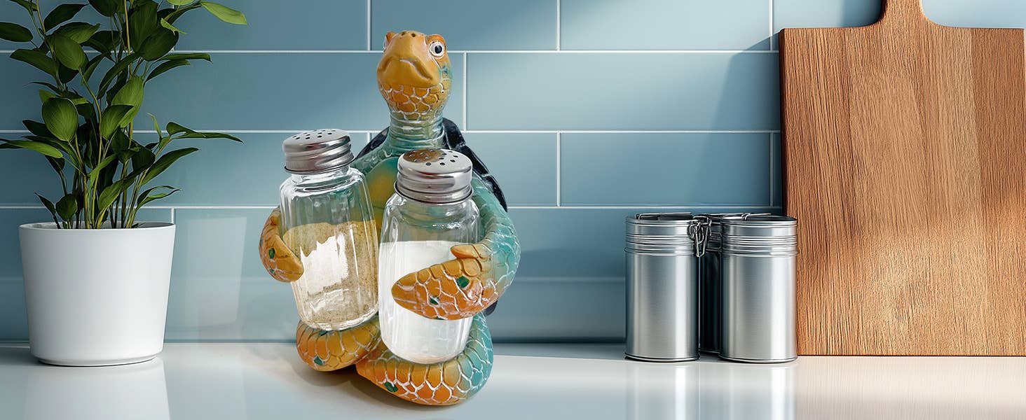 Liffy - Wholesale Salt & Pepper Shaker Set - Sea Turtle Salt and Pepper Shaker Holder Ocean Kitchen Decor14