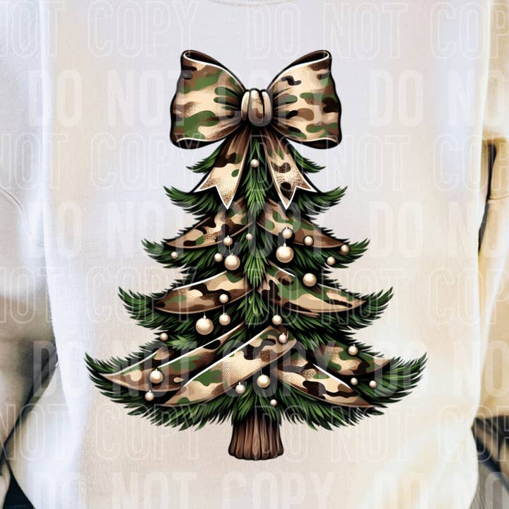Albero di Natale Camo DTF Transfer per la vendita all'ingrosso da parte di K and M Designs