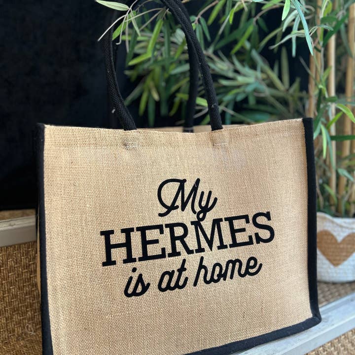 Toiles Chics - Wholesale Shoulder Bag - Unisex - Jute tote bag "My Chanel/Hermes is at home"