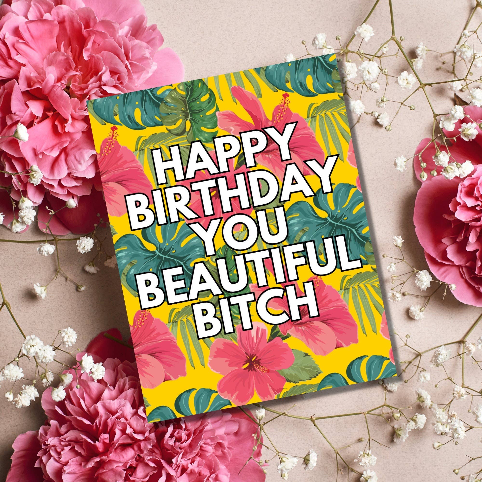 As Told By Ellie - Vente Cartes d'anniversaire - Joyeux Anniversaire Belle Salope Cartes Florales Mignonnes et Drôles4