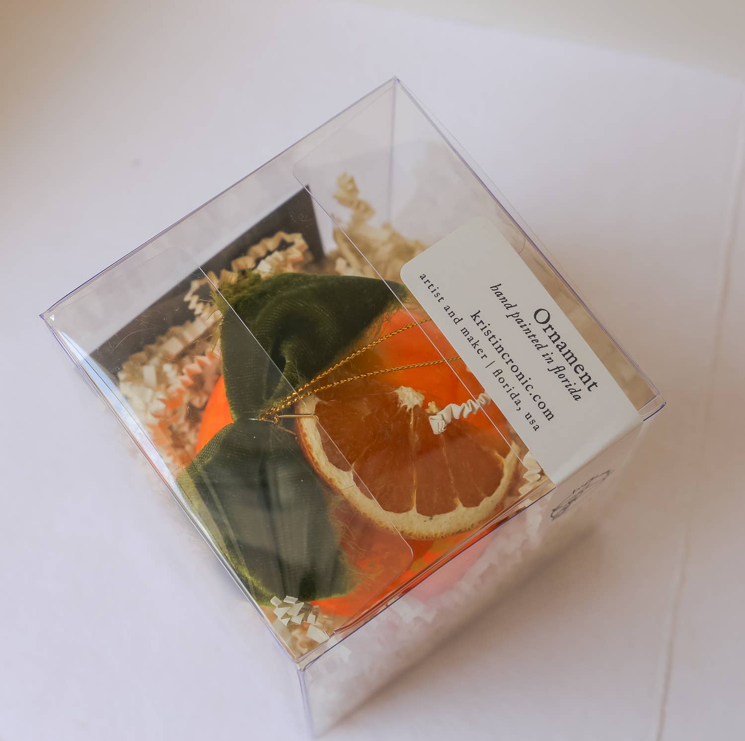 Kristin Cronic Studio - Wholesale Ornament - Orange Moss and Peel Painted Ornament | Hand painted6