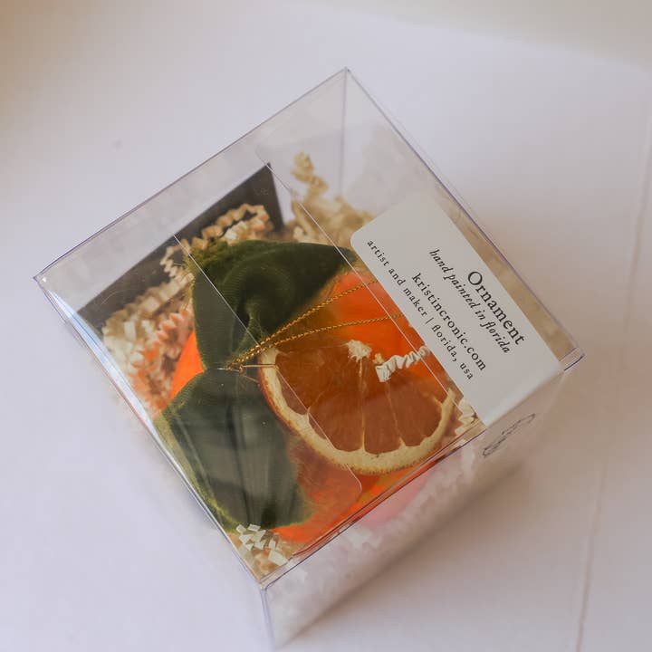 Kristin Cronic Studio - Wholesale Ornament - Orange Moss and Peel Painted Ornament | Hand painted6