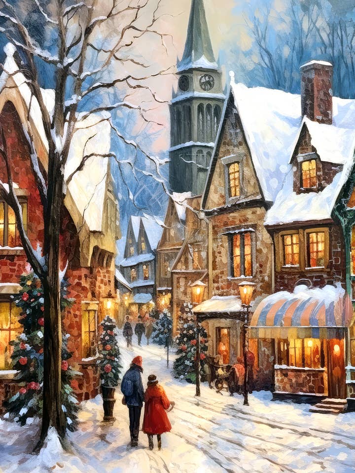 An Olde English Christmas 1 for wholesale by Singing Crow Studio - Classic Christmas Art Prints