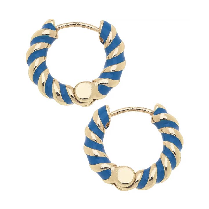 Boucles d'oreilles créoles torsadées en émail ambre pour la vente par Canvas Style