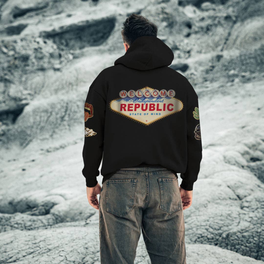 Independent Republic - Wholesale Hoodie - Unisex - State of Mind © felpa nera con cappuccio1