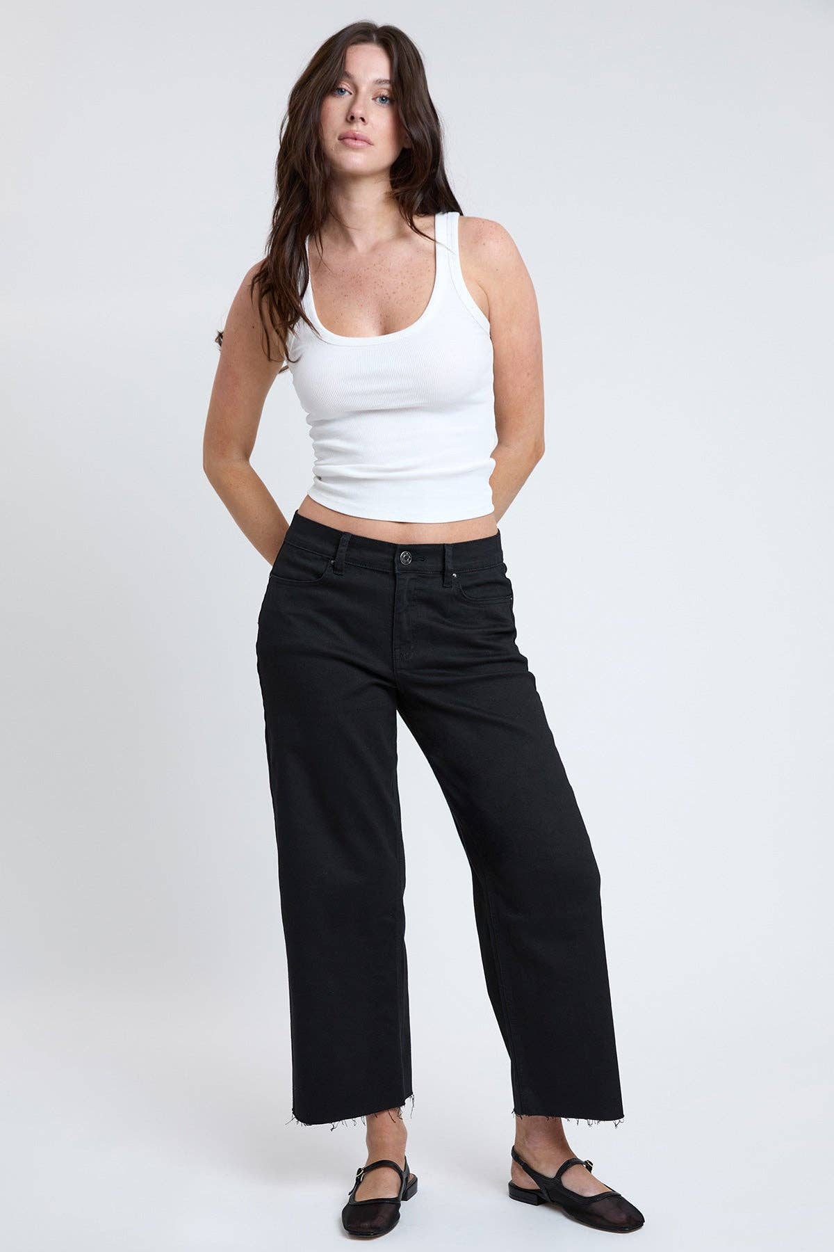 YMI - Wholesale Pants - Women's - Cropped High-Rise Wide Leg Trouser Pants-P2092070