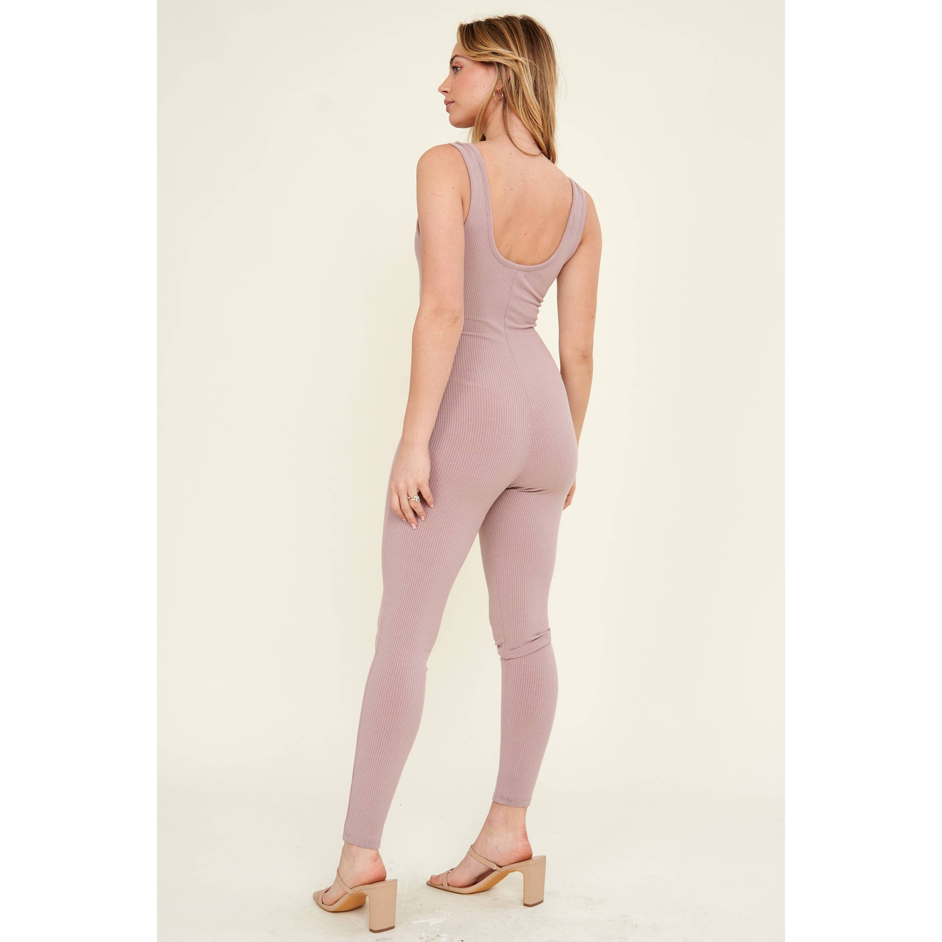 Popular 21 - Vente Combinaison – femme - Combinaison moulante sans manches en tricot côtelé à encolure dégagée12