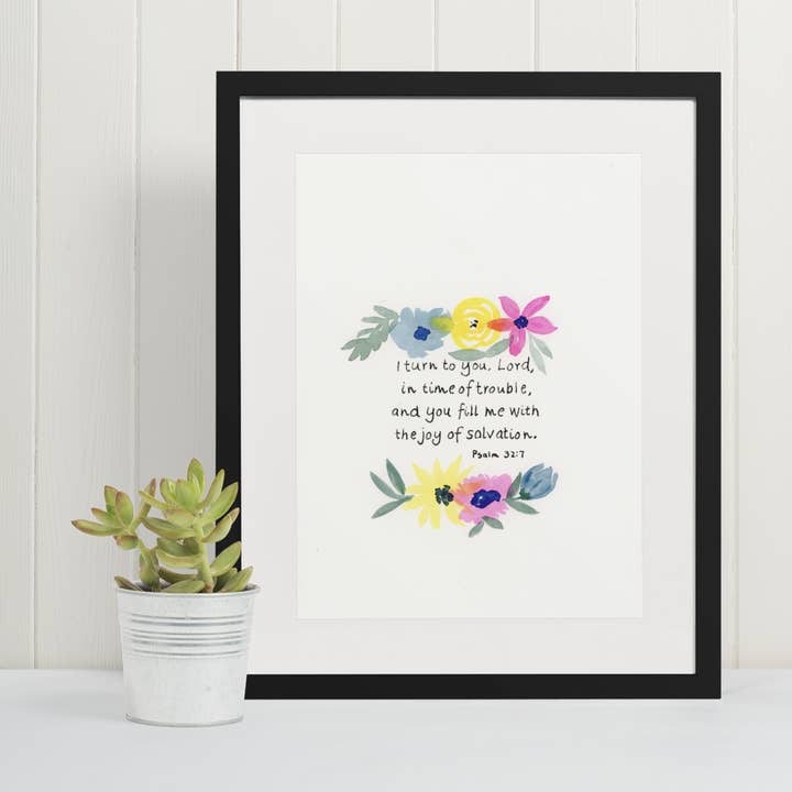 Psalm 32:7 Watercolor Illustration for wholesale by Mary Reichter