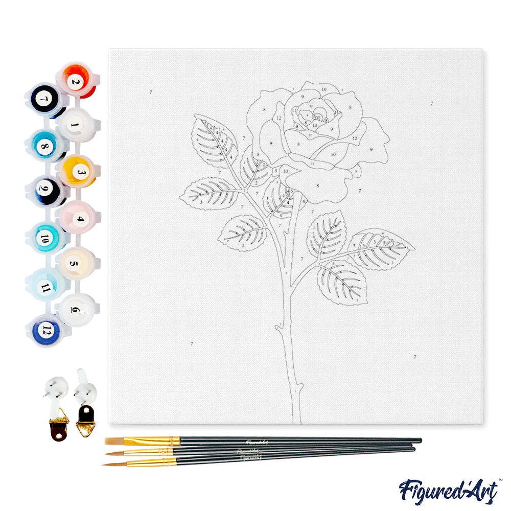 Figured'Art - Vente Kit de bricolage - Mini peinture par numéros Rose rose en fleurs déjà encadrée3