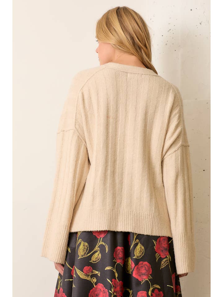 Polagram by Wellmade USA - Wholesale Cardigan - Women's - V-NECK KNIT CARDIGAN2