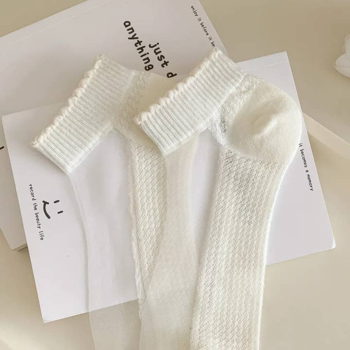 Transparent sheer socks with elastic cuff 🤍✨ for wholesale by Marc JoJo