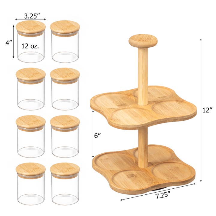 Quickway Imports – wholesale Spice rack – Basicwise Minimalist Two-Tier Bamboo Lazy Susan Turntable5