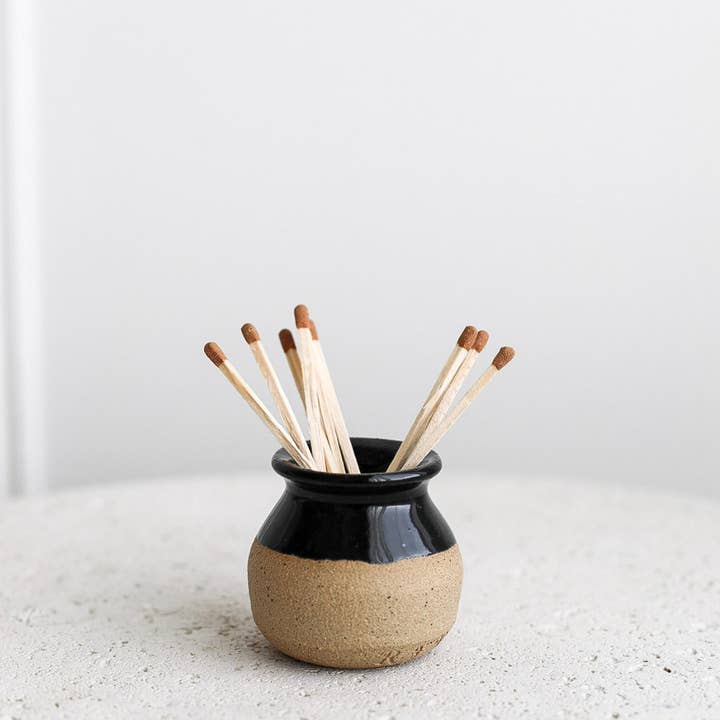 Luxe B Co - Wholesale Match Holder - Match Striker - Handmade Two Toned Strike Mini Pottery Black1