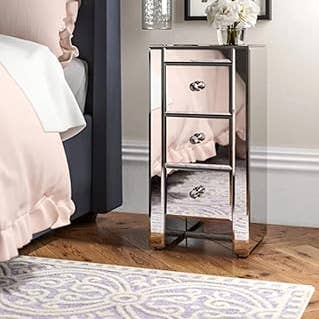 Silver Mirrored Nightstand Beside Table 30x30x60cm for wholesale by DEENZ
