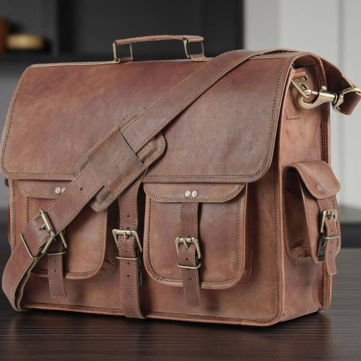 Premium Leather Crossbody Messenger Bag – Handcrafted Office for wholesale by Hana Exports