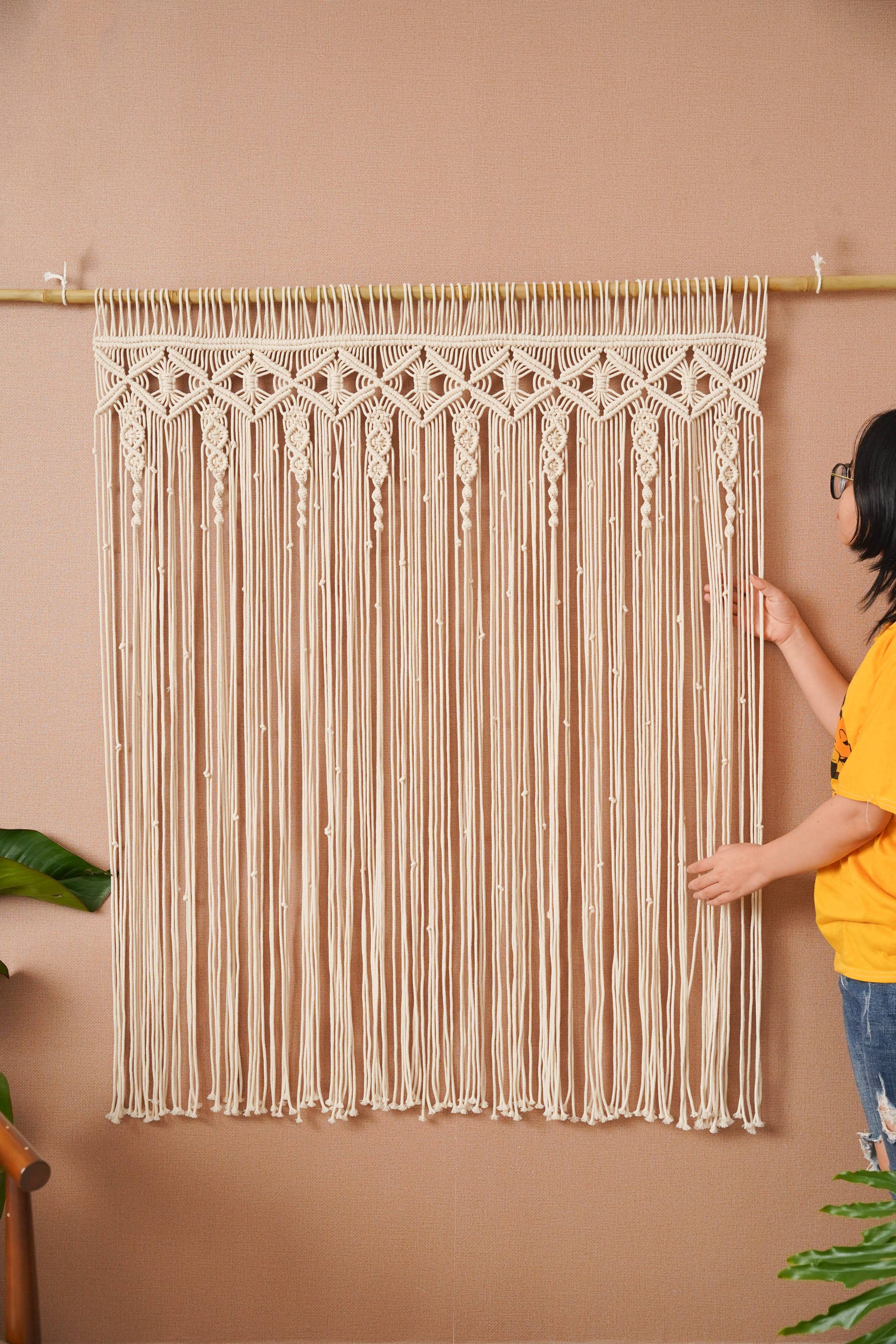 HeartCrafted - Vente Rideaux - Rideau macramé Boho pour porte et fenêtre C069