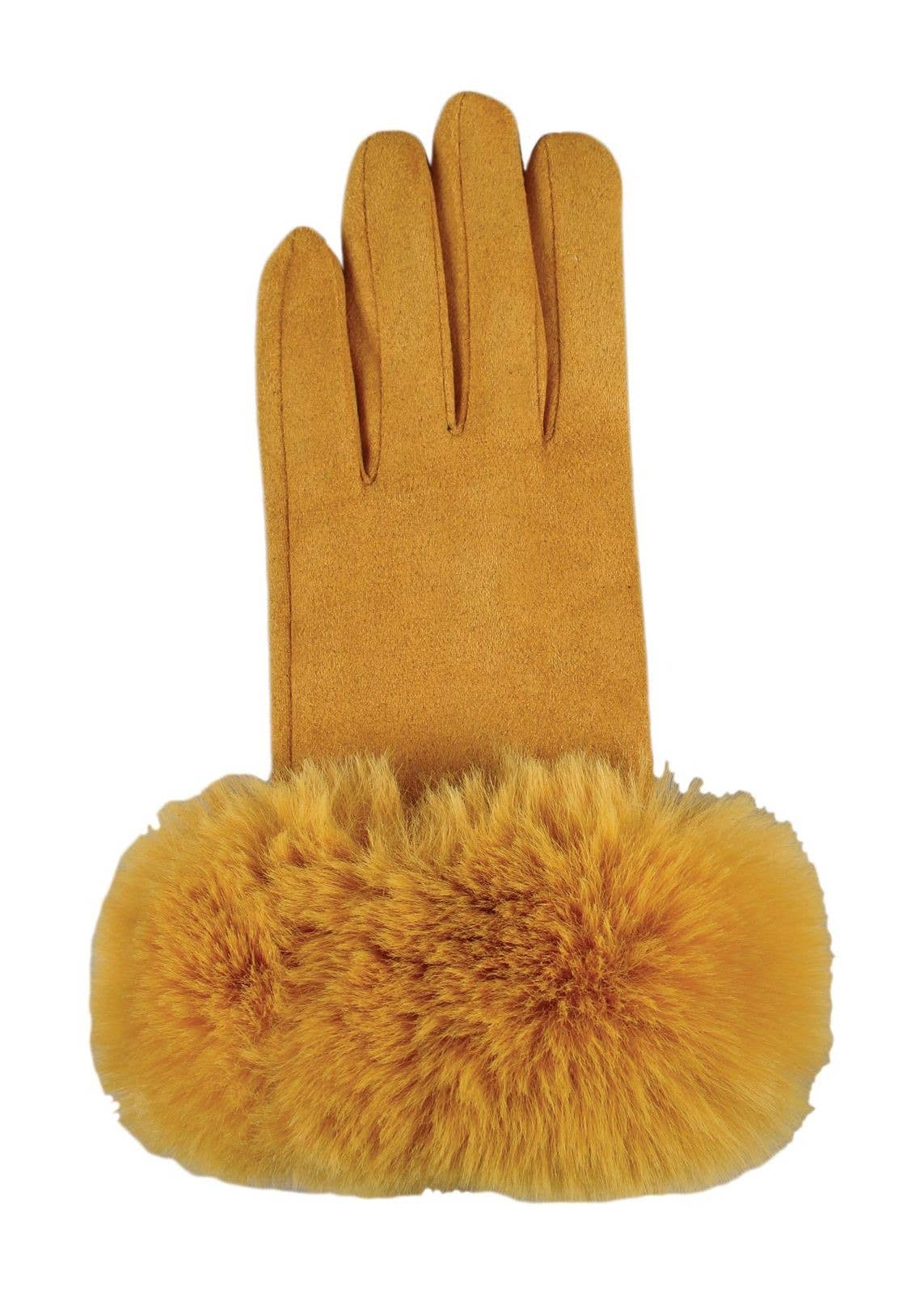 Jeanne Simmons Accessories - Wholesale Gloves - Women's - 3855 Texting Faux Suede Fur Cuff Gloves Winter 1