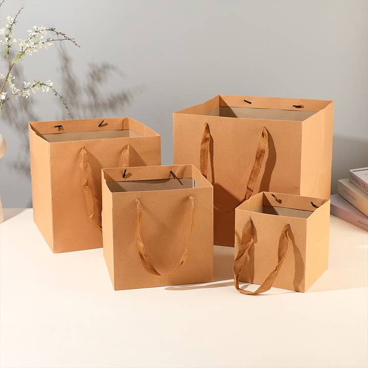 ByHome - Wholesale Gift bag - Square Kraft Brown Cotton Handle Paper Gift Bag w/ tissue4