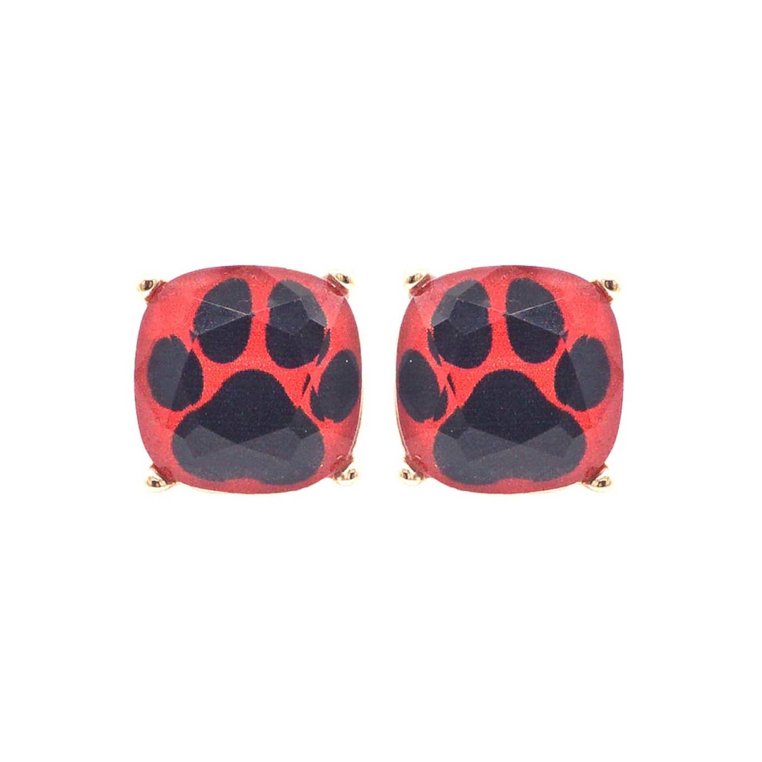 JHP Collection - Wholesale Stud/Post Earrings - DOG PAW PRINT CUSHION CUT EPOXY STUD EARRING15