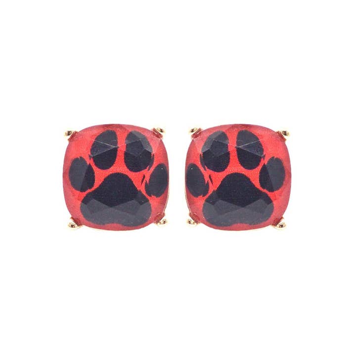 JHP Collection - Wholesale Stud/Post Earrings - DOG PAW PRINT CUSHION CUT EPOXY STUD EARRING15