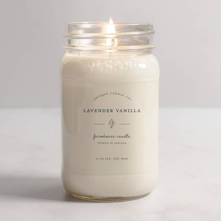 Lavender Vanilla - Soy Wax Mason Jar Candle for wholesale by Antique Candle Co.®