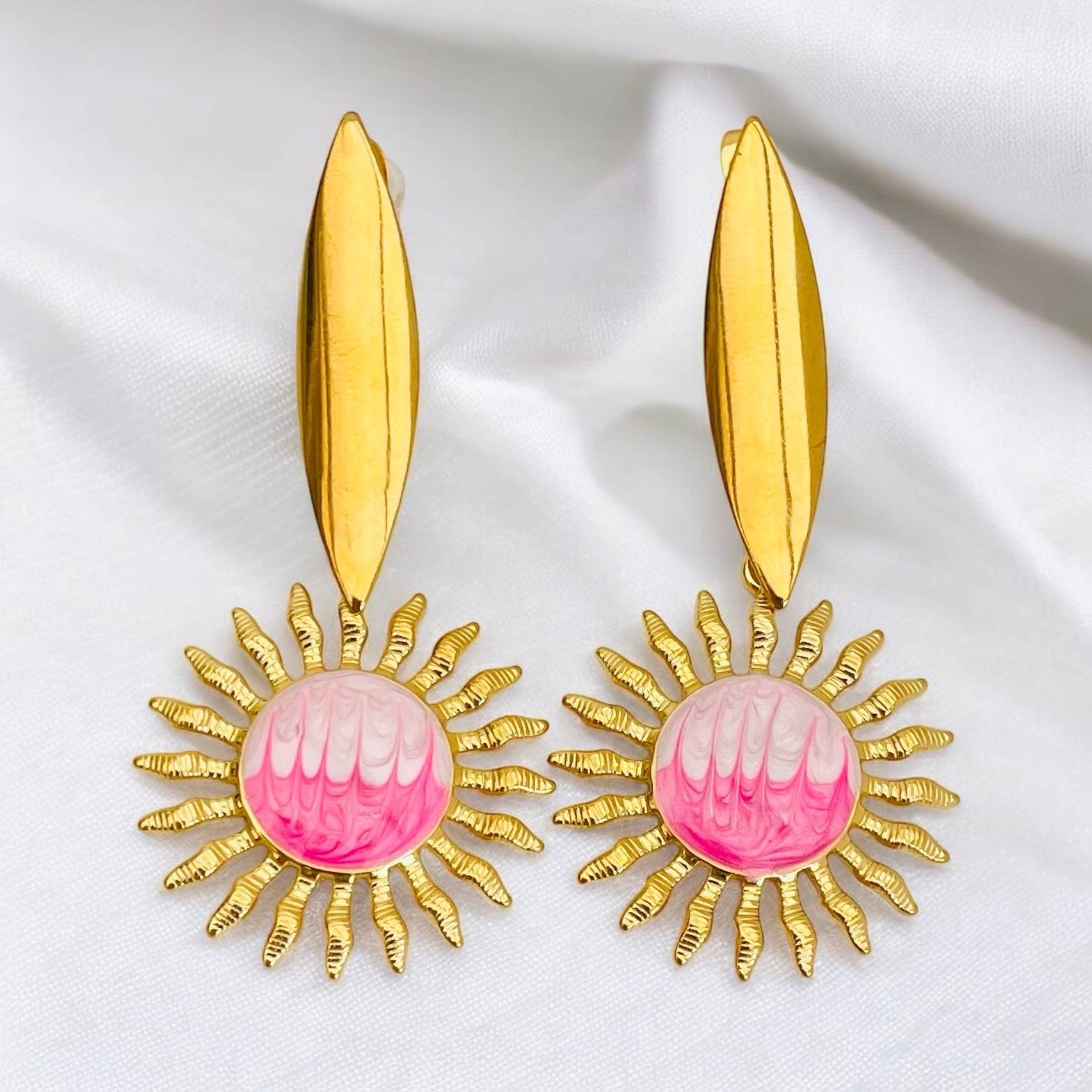 Huracan – Brincos de argola por atacado – Brincos Soleia Pink em aço inoxidável1