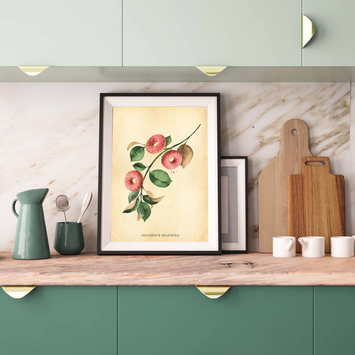 Donut Wall Art, Botanical Prints, Donut Art Print. for wholesale by Hannah Turpin Designs