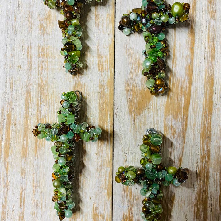 Cross Beaded gemstone wall cross Swarovski crystals pendant for wholesale by Whimsies