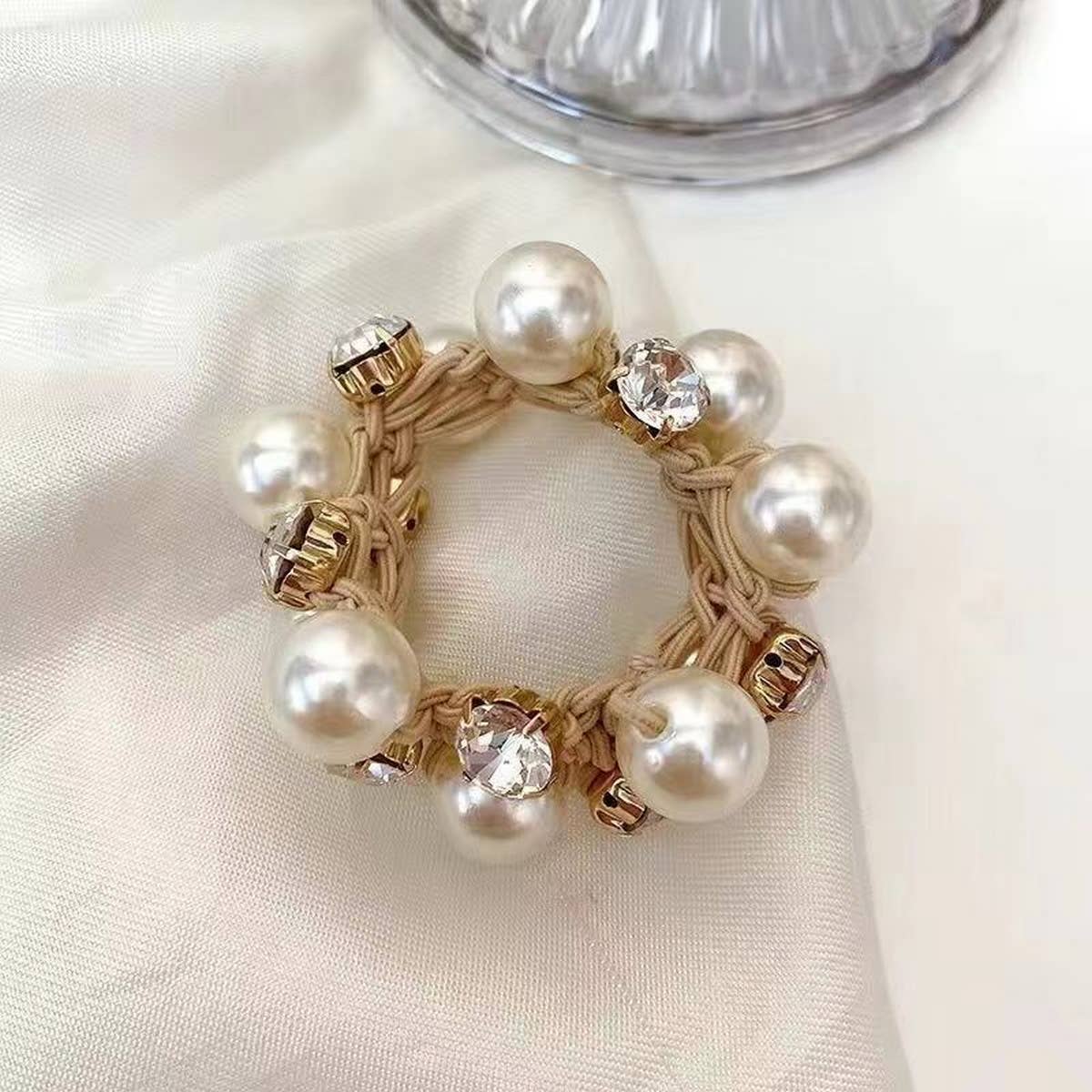 ACCITY - Wholesale Hair Tie - WOMEN SIMPLE PEARL RUBBER BAND HAIR TIE_CWAHA05190