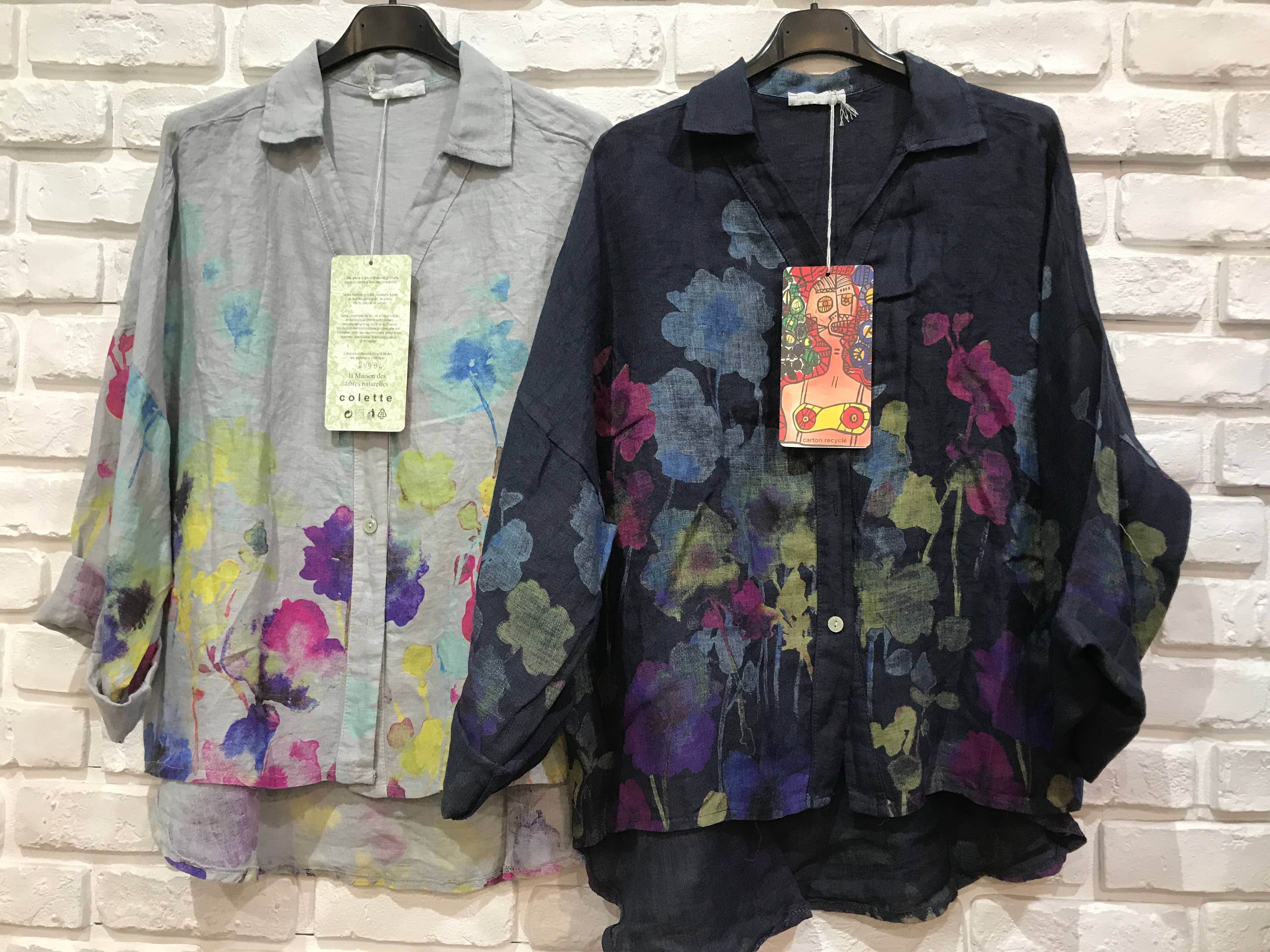la maison des fibres naturelles – wholesale College/Baseball Jacket - Women’s – Floral print blouse 20984 100% linen14