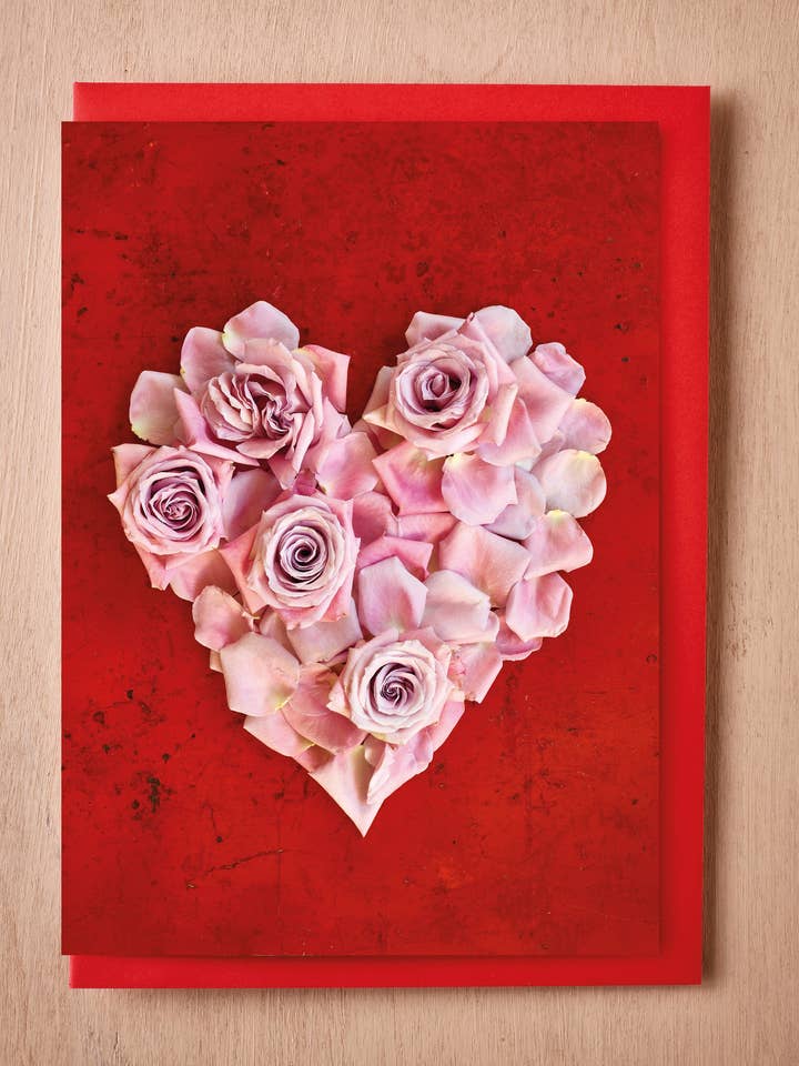'Rose Love Heart' Valentine Card for wholesale by Jane Scott Flowers