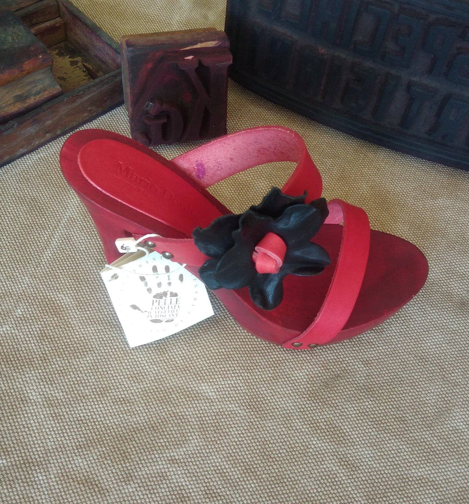 Mario Doni - Wholesale High Heels - Women's - Women's Clog in Vegetable-Tanned Leather, Wooden Clogs Heel #37